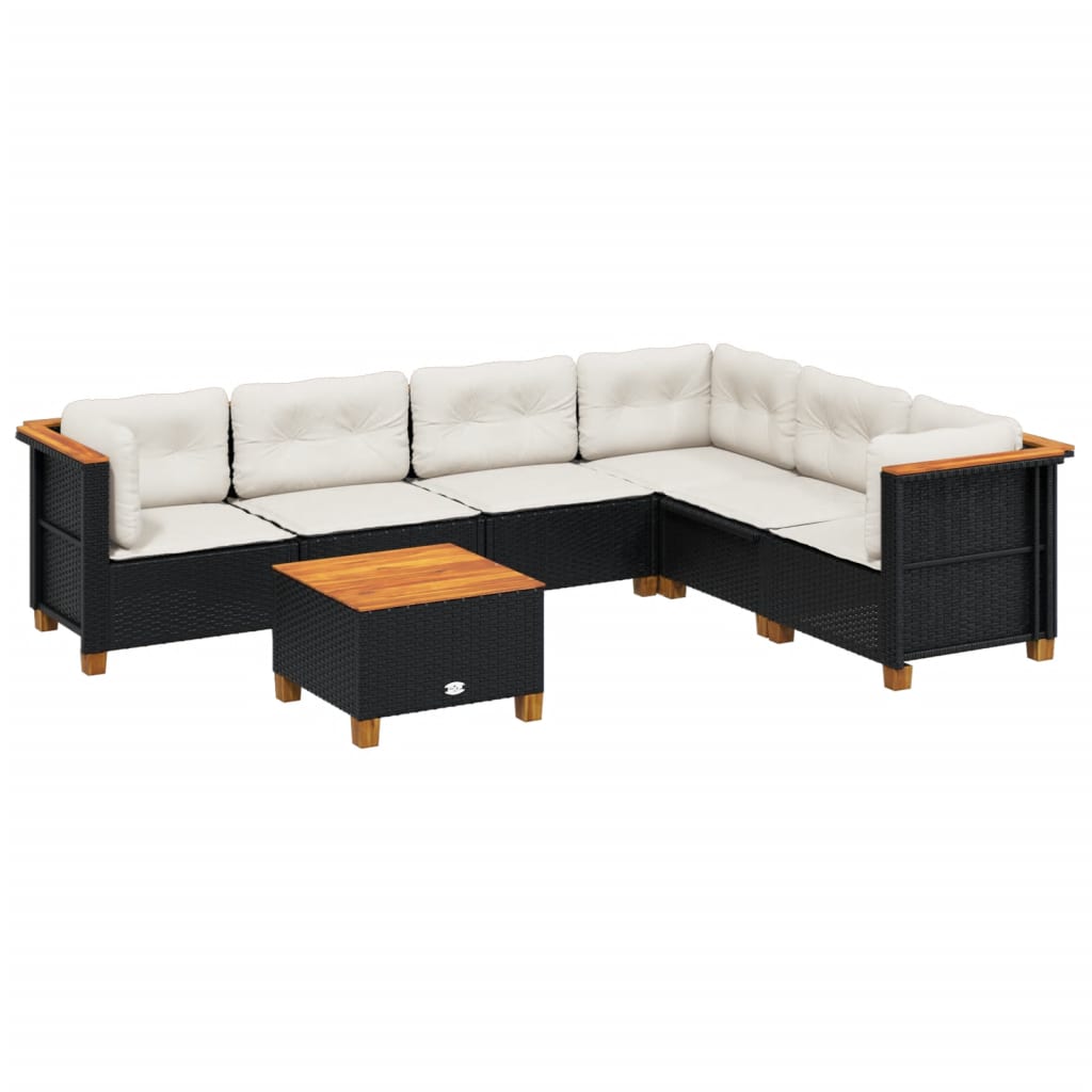 7-delige Loungeset met kussens poly rattan zwart is nu te koop bij PeponiXL, paradijselijk wonen!