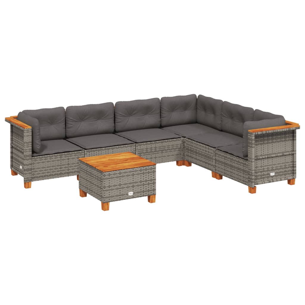 7-delige Loungeset met kussens poly rattan grijs is nu te koop bij PeponiXL, paradijselijk wonen!