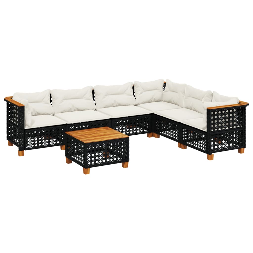 7-delige Loungeset met kussens poly rattan zwart is nu te koop bij PeponiXL, paradijselijk wonen!