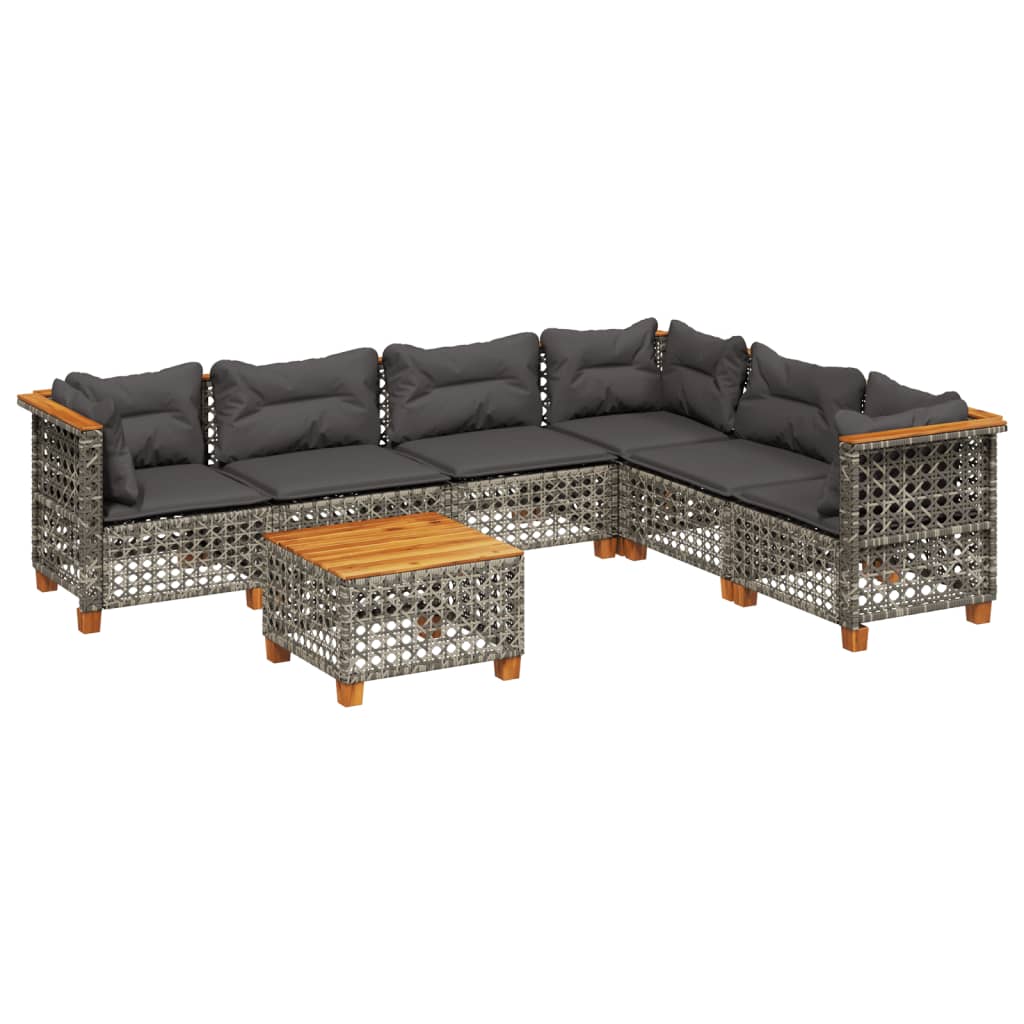 7-delige Loungeset met kussens poly rattan grijs is nu te koop bij PeponiXL, paradijselijk wonen!