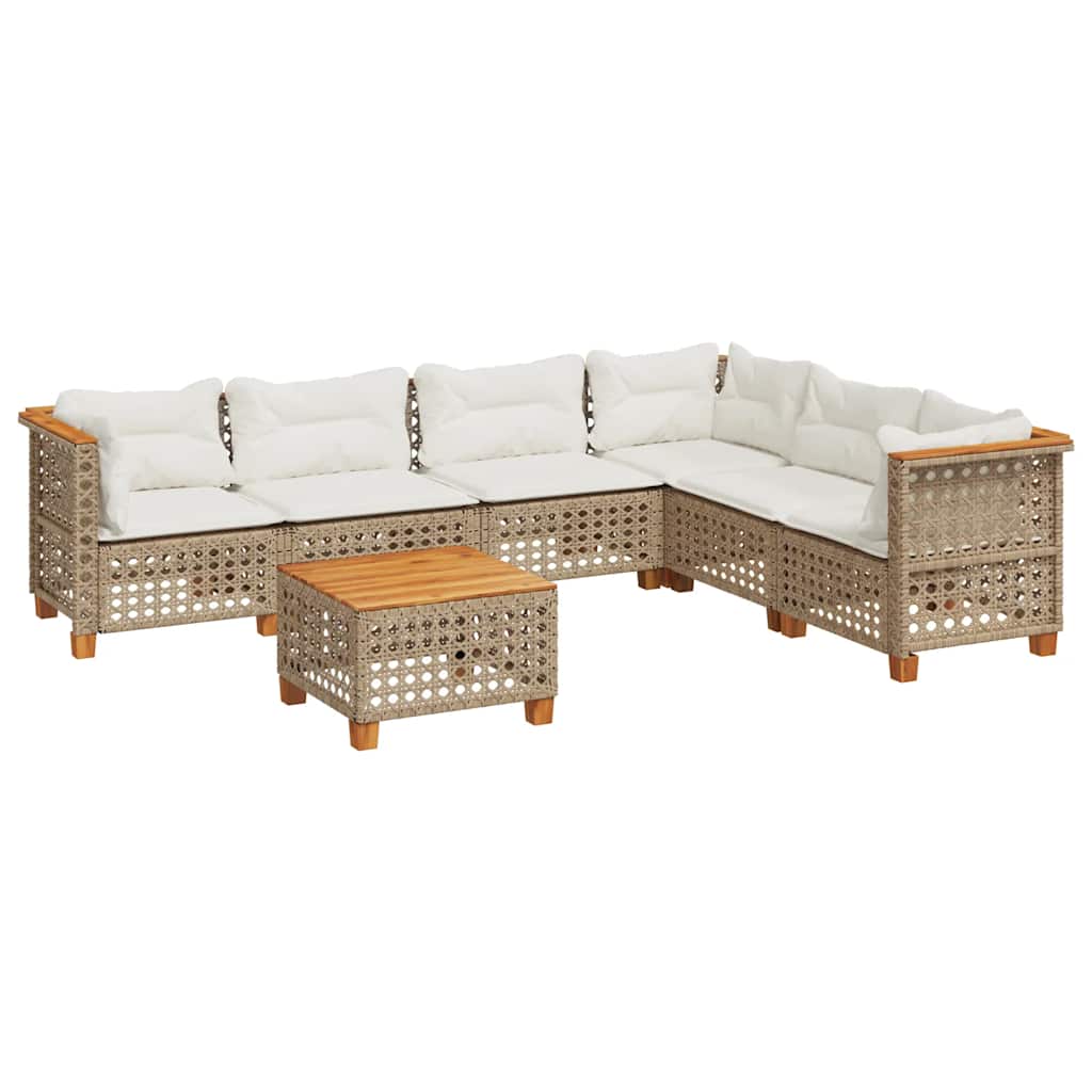 7-delige Loungeset met kussens poly rattan beige is nu te koop bij PeponiXL, paradijselijk wonen!