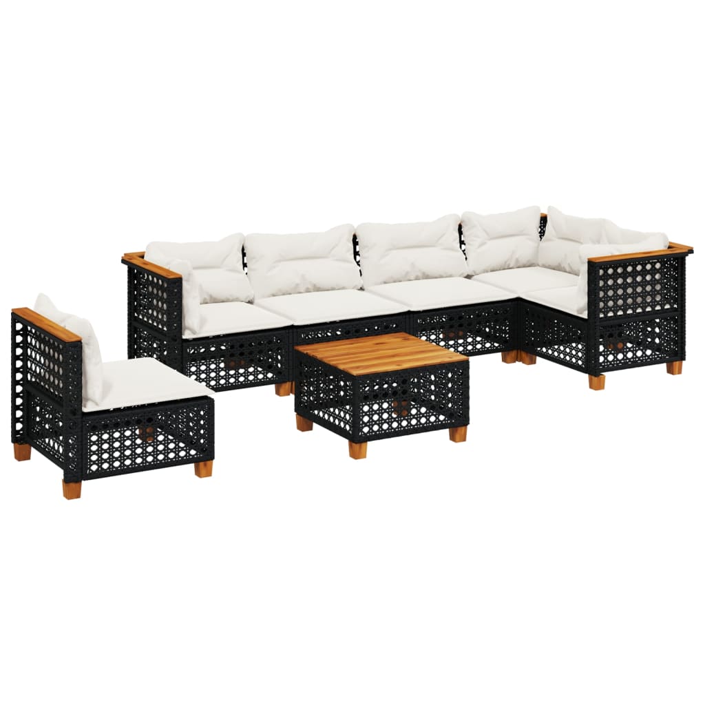 7-delige Loungeset met kussens poly rattan zwart is nu te koop bij PeponiXL, paradijselijk wonen!