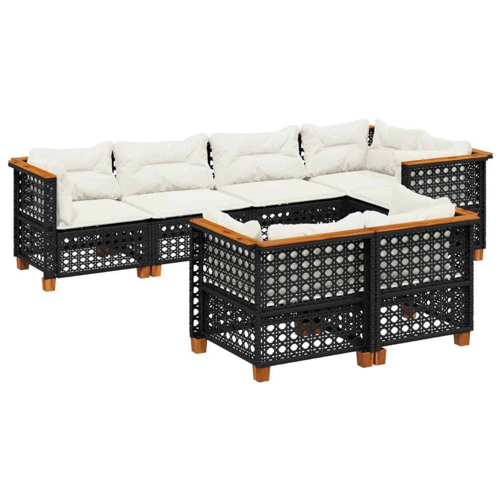 7-delige Loungeset met kussens poly rattan zwart is nu te koop bij PeponiXL, paradijselijk wonen!