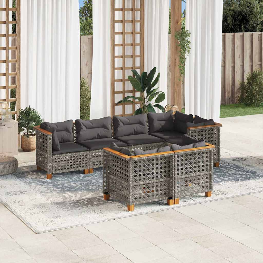 7-delige Loungeset met kussens poly rattan grijs is nu te koop bij PeponiXL, paradijselijk wonen!