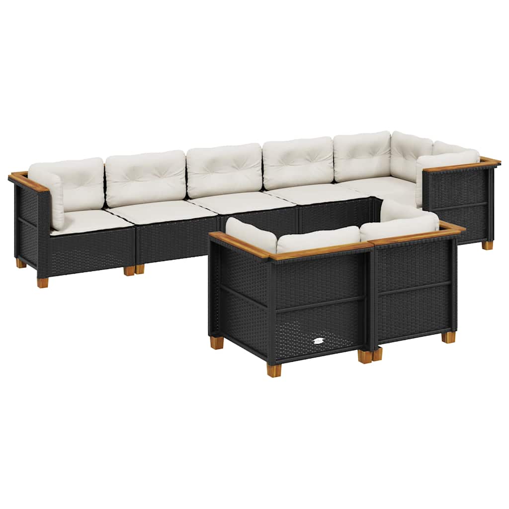 8-delige Loungeset met kussens poly rattan zwart is nu te koop bij PeponiXL, paradijselijk wonen!