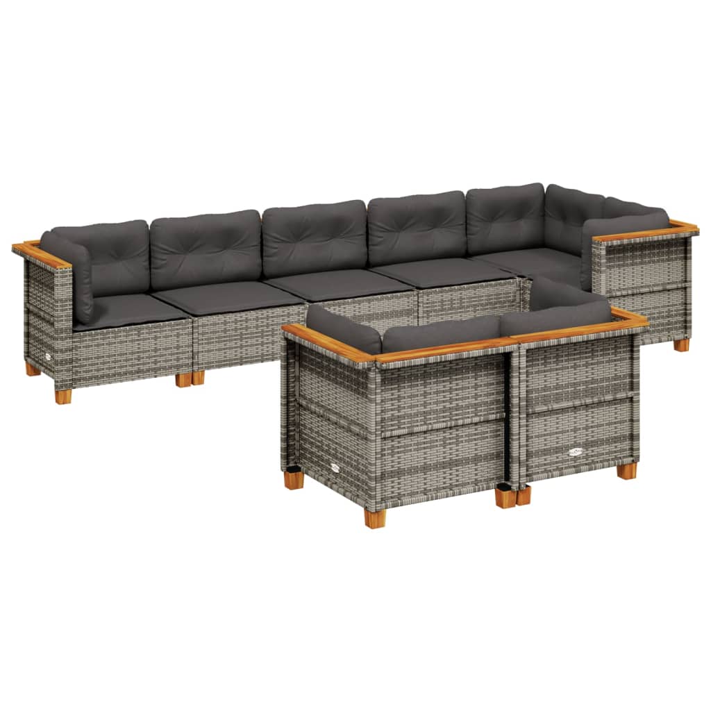 8-delige Loungeset met kussens poly rattan grijs is nu te koop bij PeponiXL, paradijselijk wonen!