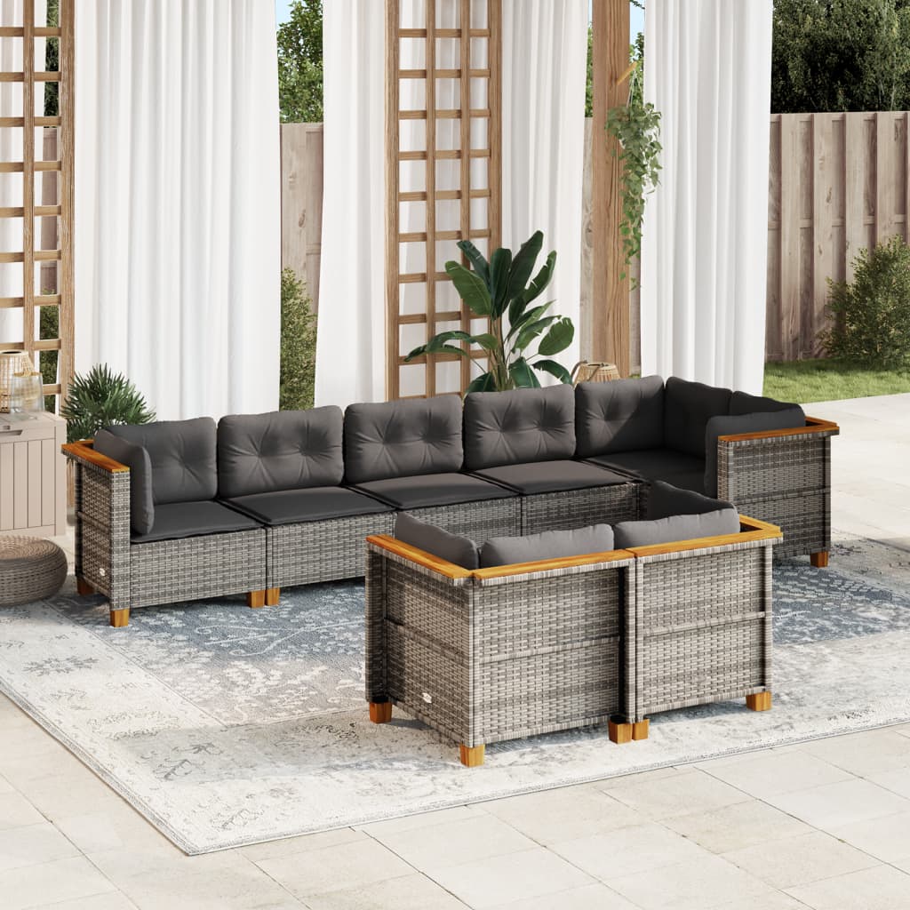 8-delige Loungeset met kussens poly rattan grijs is nu te koop bij PeponiXL, paradijselijk wonen!