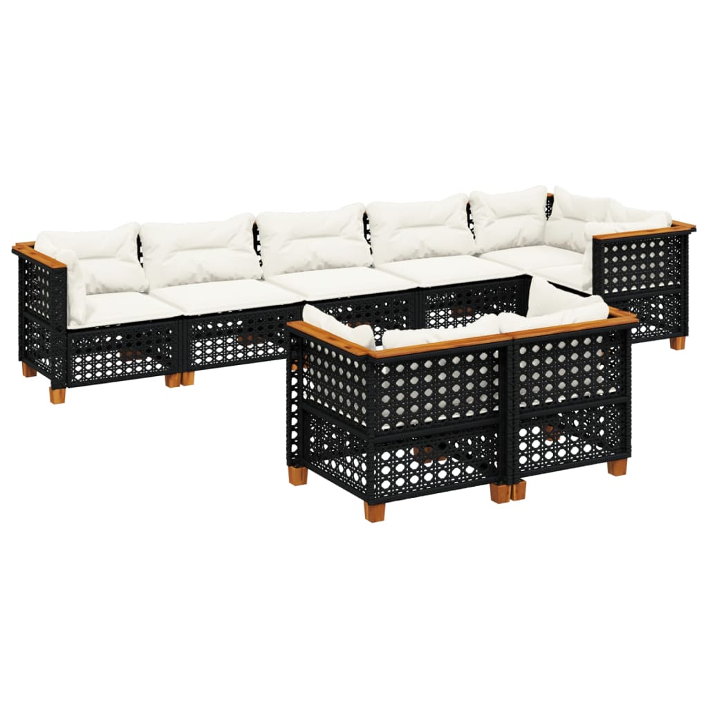8-delige Loungeset met kussens poly rattan zwart is nu te koop bij PeponiXL, paradijselijk wonen!