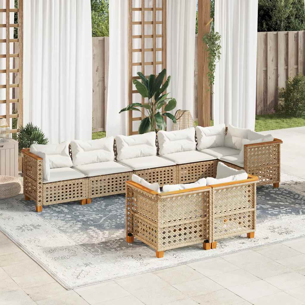 8-delige Loungeset met kussens poly rattan beige is nu te koop bij PeponiXL, paradijselijk wonen!