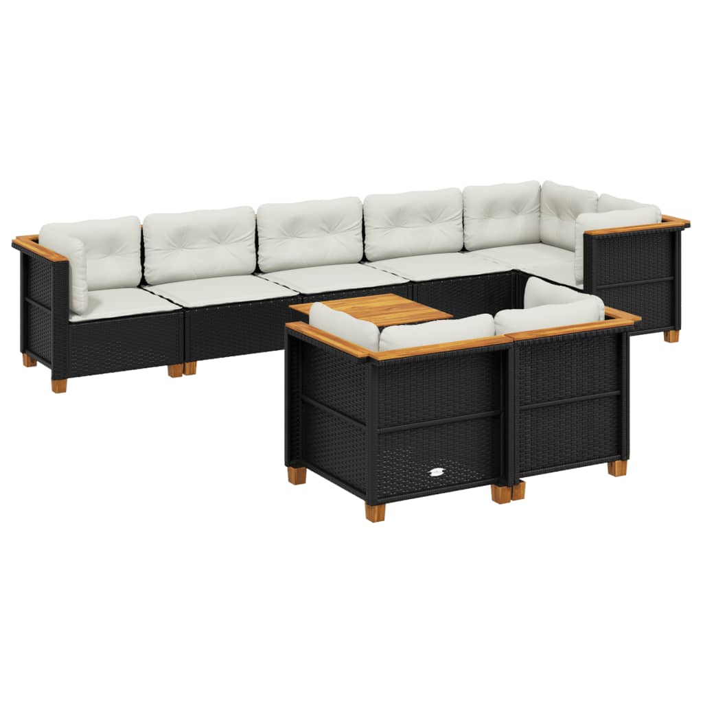 9-delige Loungeset met kussens poly rattan zwart is nu te koop bij PeponiXL, paradijselijk wonen!