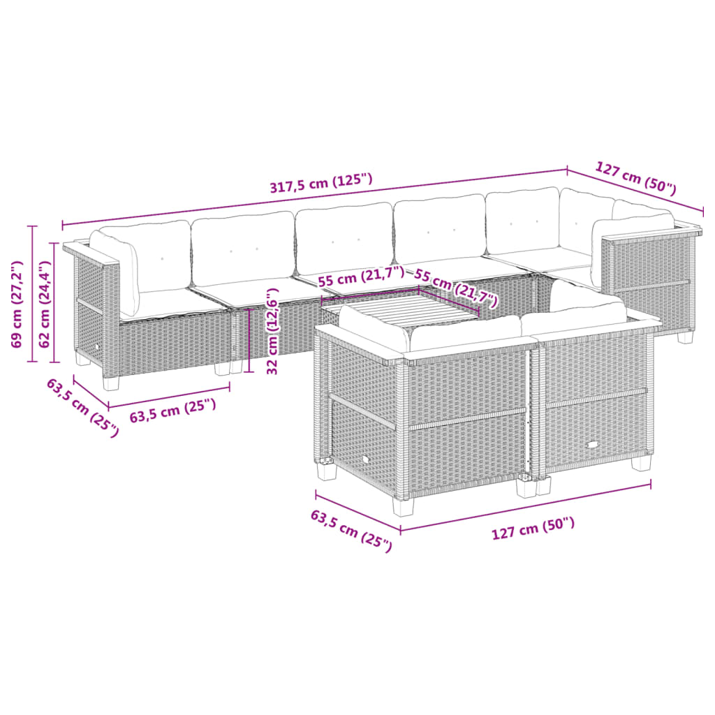 9-delige Loungeset met kussens poly rattan zwart is nu te koop bij PeponiXL, paradijselijk wonen!