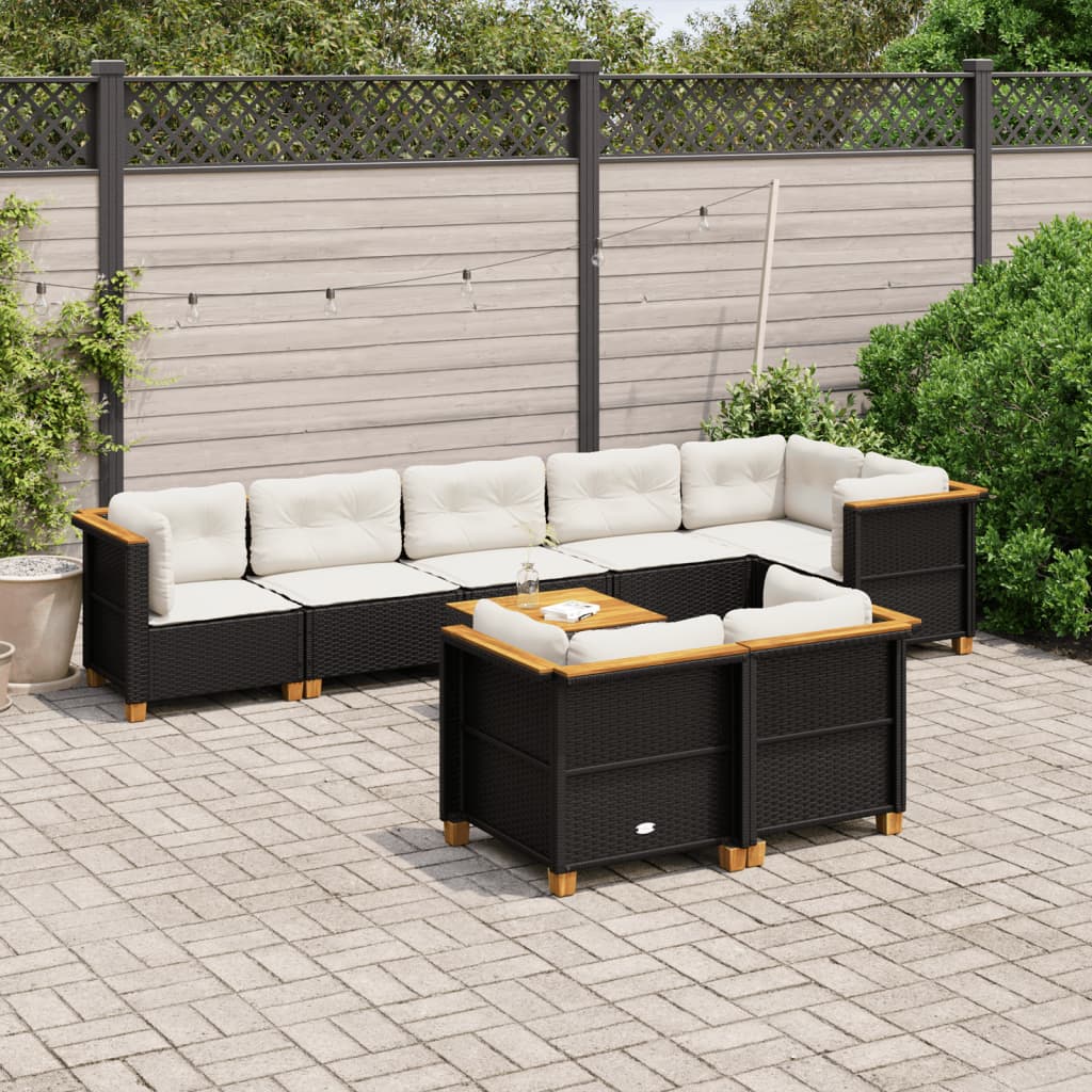 9-delige Loungeset met kussens poly rattan zwart is nu te koop bij PeponiXL, paradijselijk wonen!