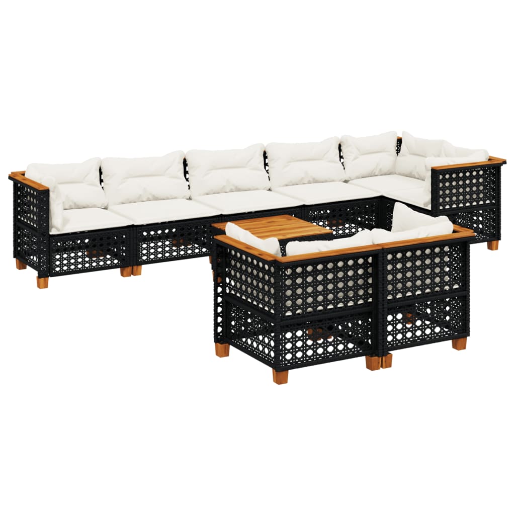9-delige Loungeset met kussens poly rattan zwart is nu te koop bij PeponiXL, paradijselijk wonen!