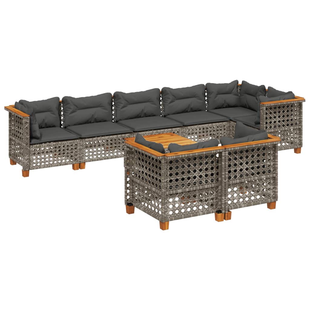 9-delige Loungeset met kussens poly rattan grijs is nu te koop bij PeponiXL, paradijselijk wonen!
