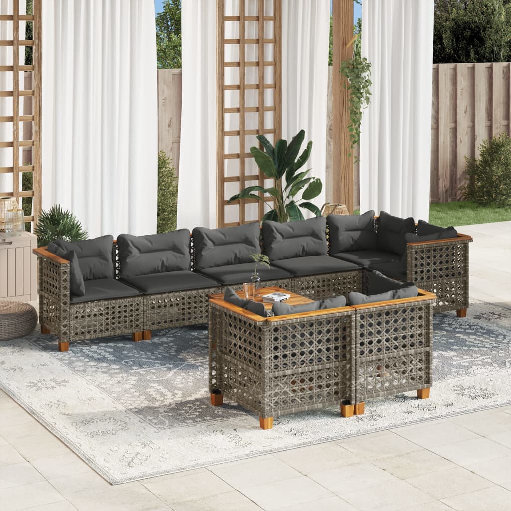 9-delige Loungeset met kussens poly rattan grijs is nu te koop bij PeponiXL, paradijselijk wonen!