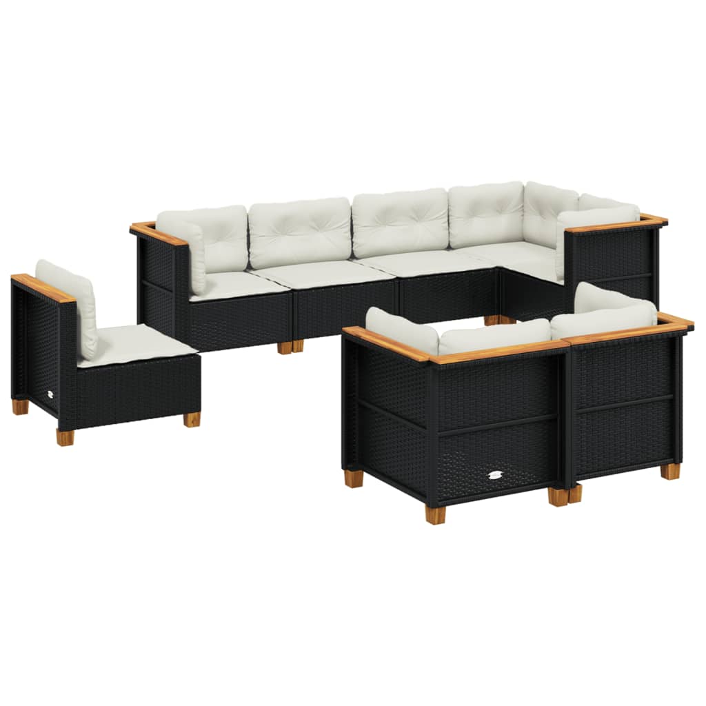 8-delige Loungeset met kussens poly rattan zwart is nu te koop bij PeponiXL, paradijselijk wonen!