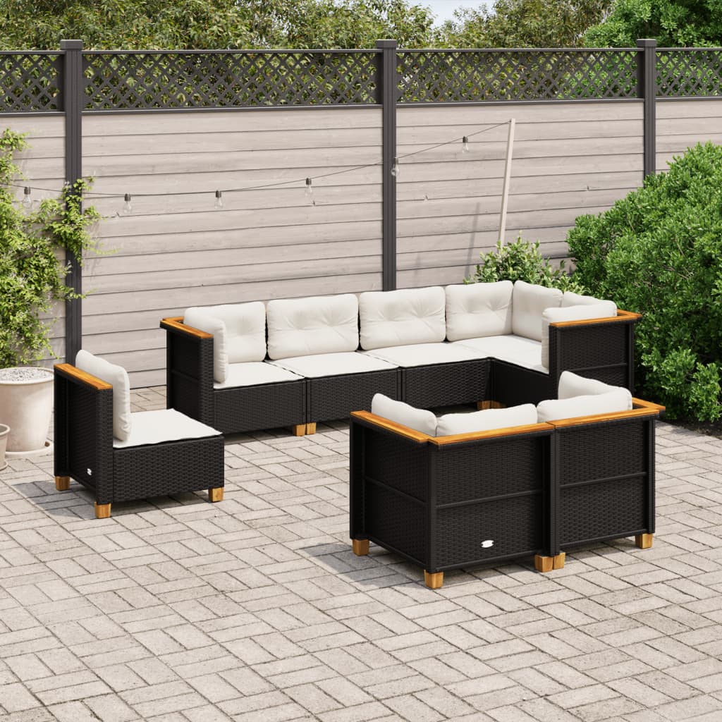 8-delige Loungeset met kussens poly rattan zwart is nu te koop bij PeponiXL, paradijselijk wonen!