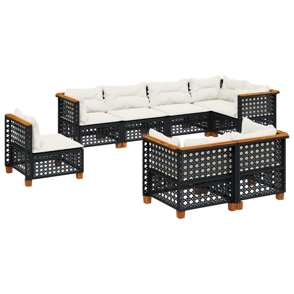 8-delige Loungeset met kussens poly rattan zwart is nu te koop bij PeponiXL, paradijselijk wonen!