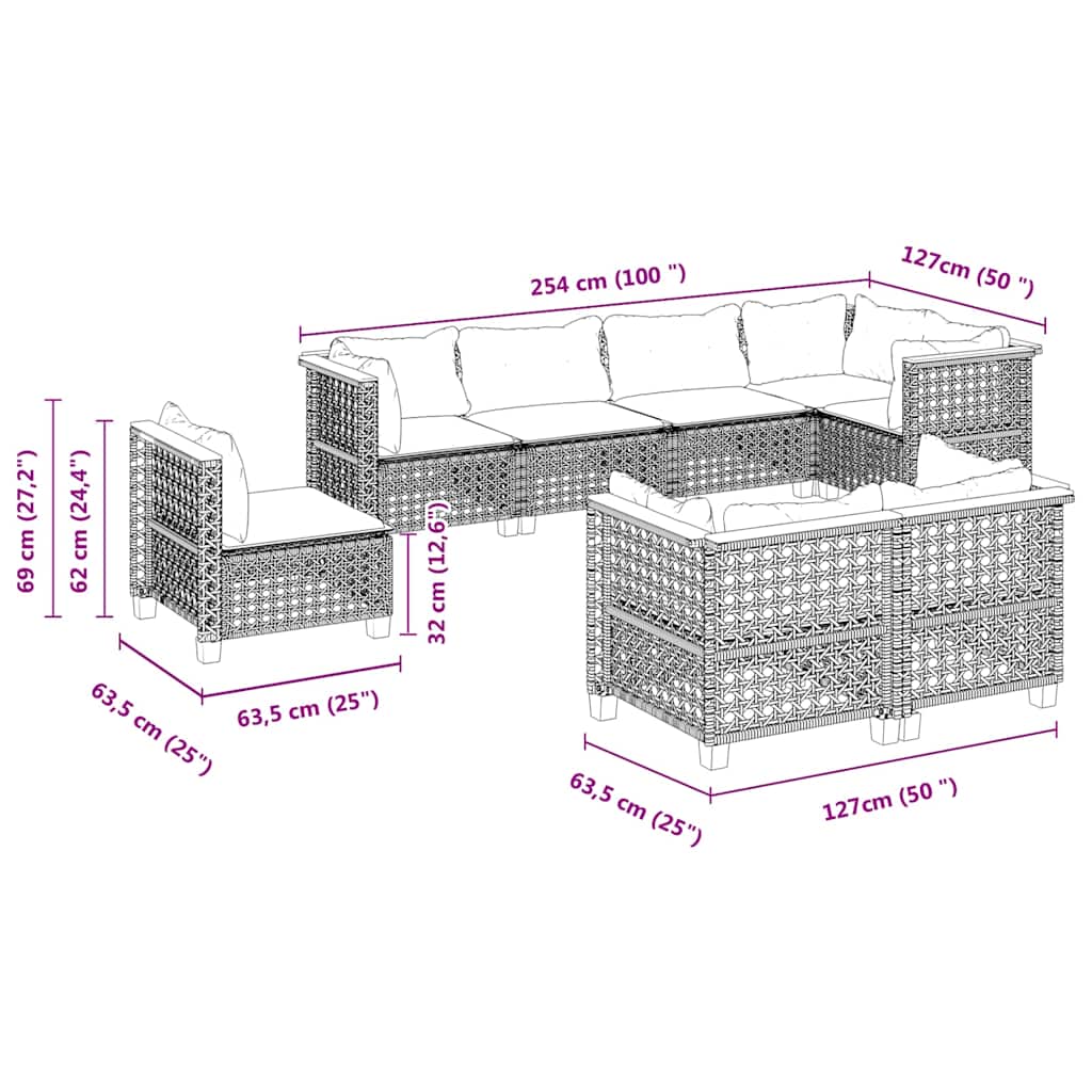 8-delige Loungeset met kussens poly rattan beige is nu te koop bij PeponiXL, paradijselijk wonen!
