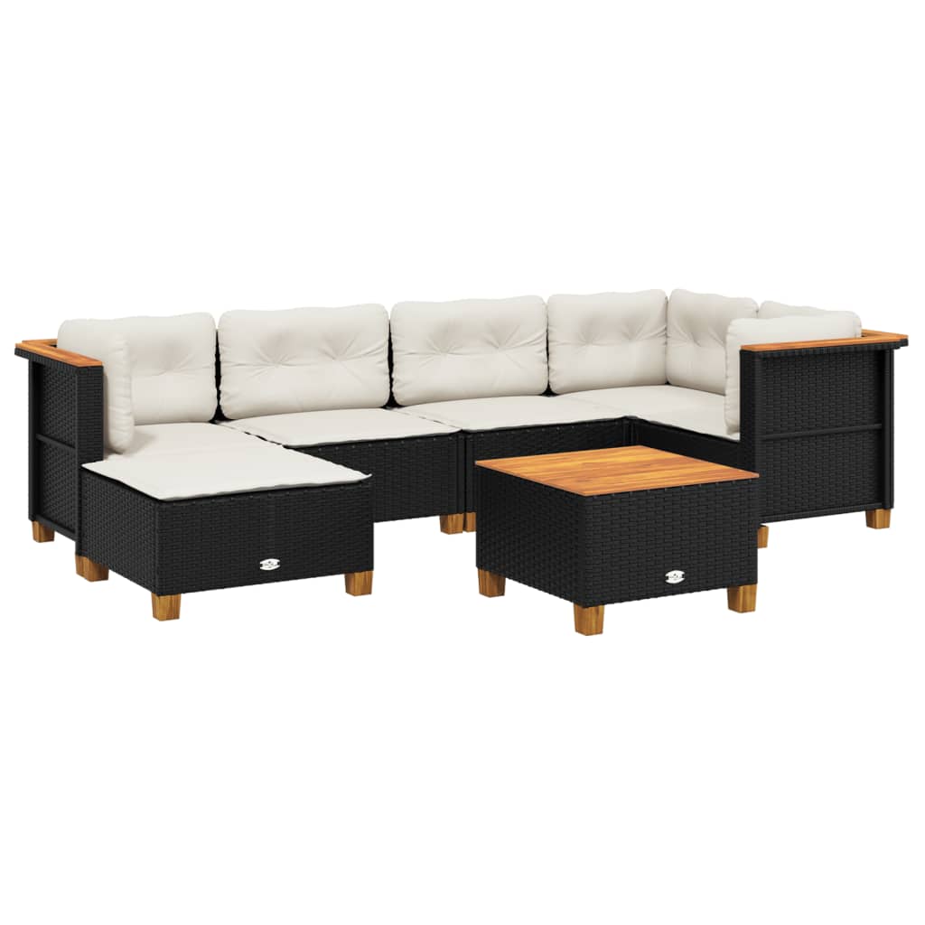 7-delige Loungeset met kussens poly rattan zwart is nu te koop bij PeponiXL, paradijselijk wonen!