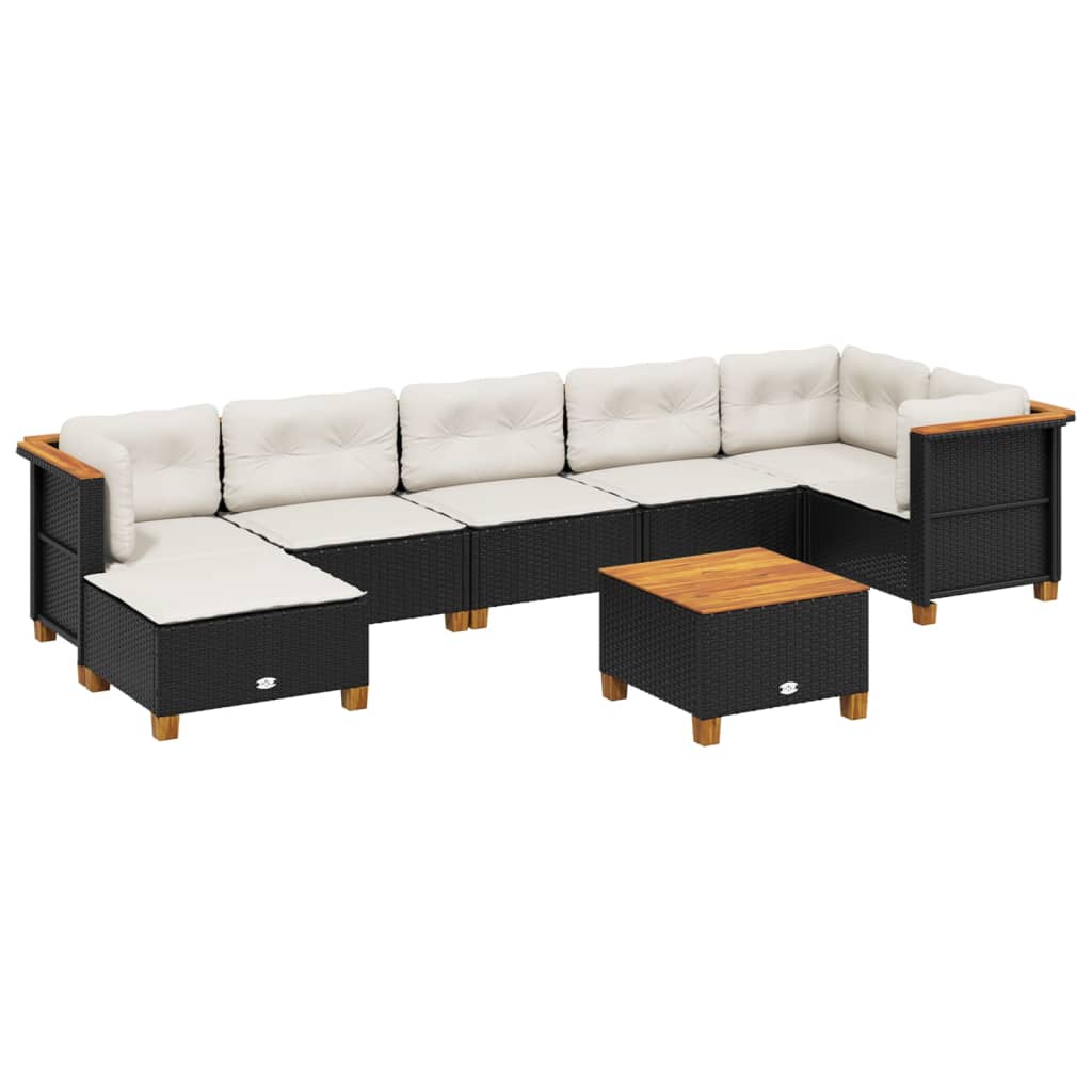 8-delige Loungeset met kussens poly rattan zwart is nu te koop bij PeponiXL, paradijselijk wonen!