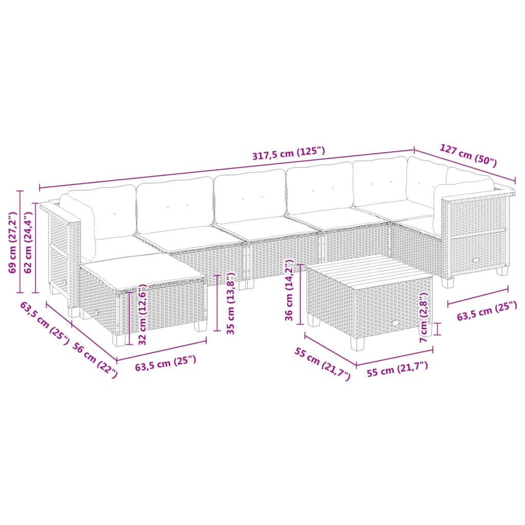 8-delige Loungeset met kussens poly rattan zwart is nu te koop bij PeponiXL, paradijselijk wonen!
