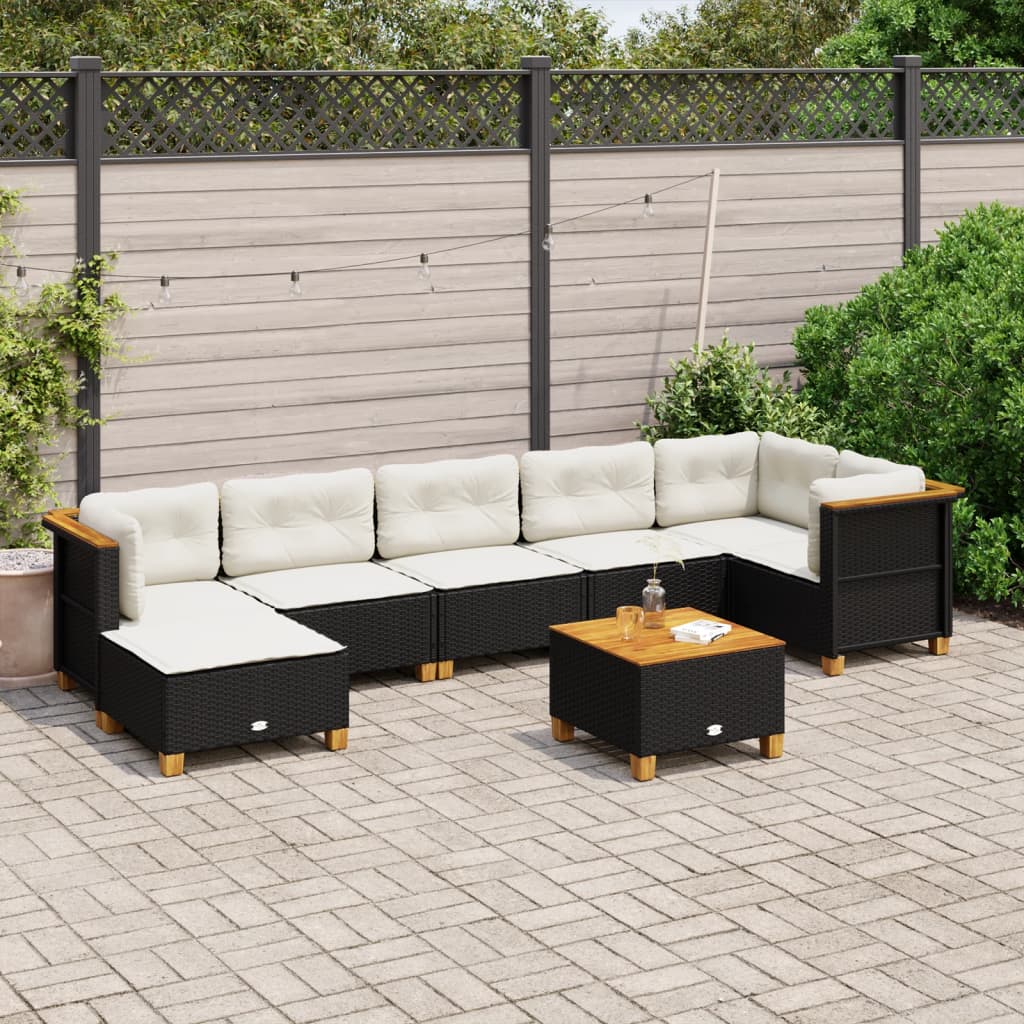 8-delige Loungeset met kussens poly rattan zwart is nu te koop bij PeponiXL, paradijselijk wonen!