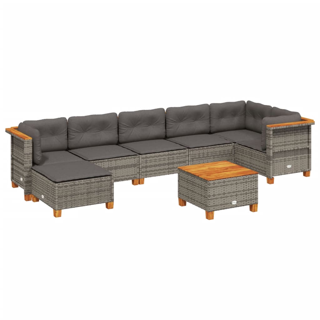 8-delige Loungeset met kussens poly rattan grijs is nu te koop bij PeponiXL, paradijselijk wonen!