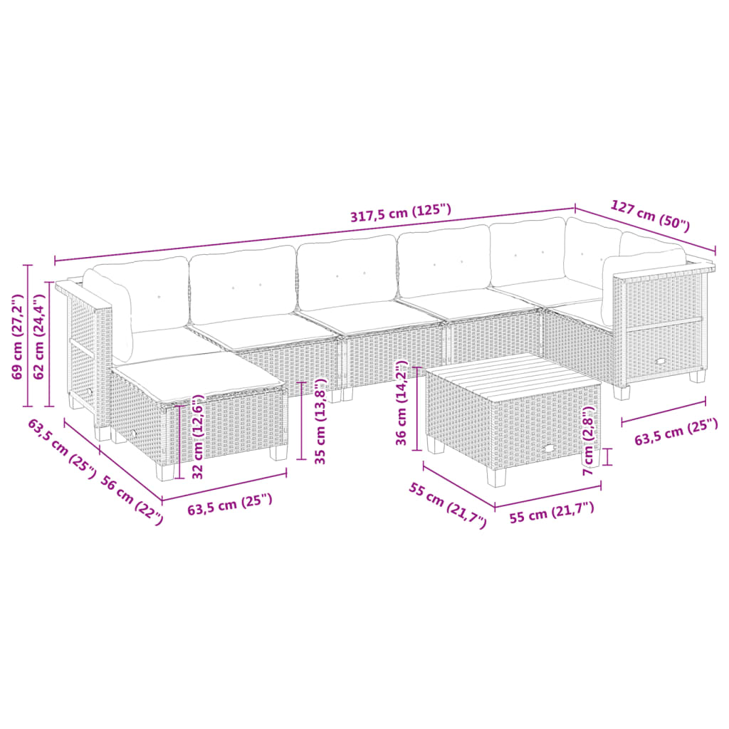 8-delige Loungeset met kussens poly rattan grijs is nu te koop bij PeponiXL, paradijselijk wonen!