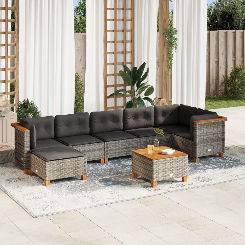 8-delige Loungeset met kussens poly rattan grijs is nu te koop bij PeponiXL, paradijselijk wonen!