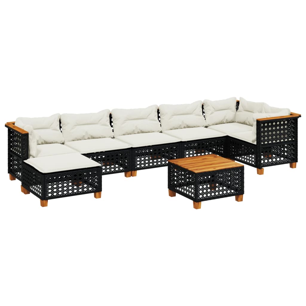 8-delige Loungeset met kussens poly rattan zwart is nu te koop bij PeponiXL, paradijselijk wonen!