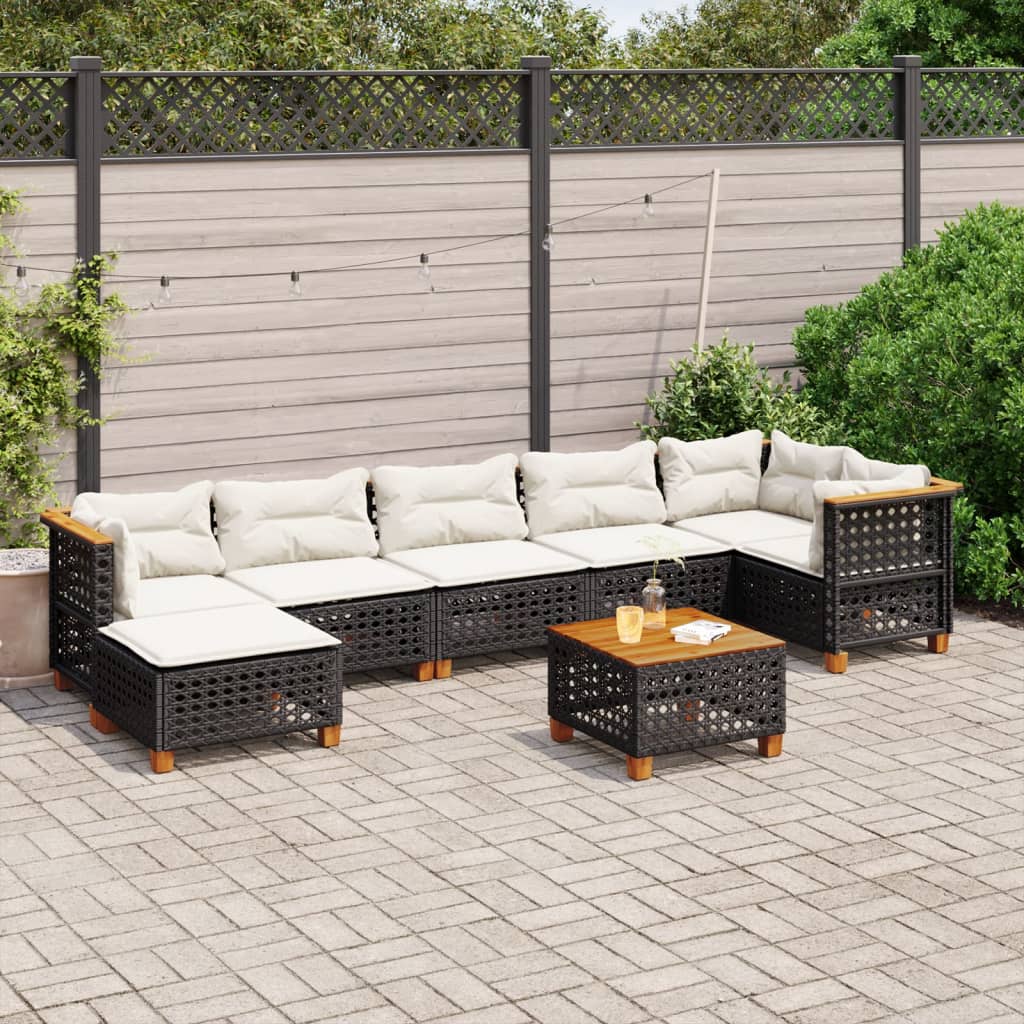 8-delige Loungeset met kussens poly rattan zwart is nu te koop bij PeponiXL, paradijselijk wonen!