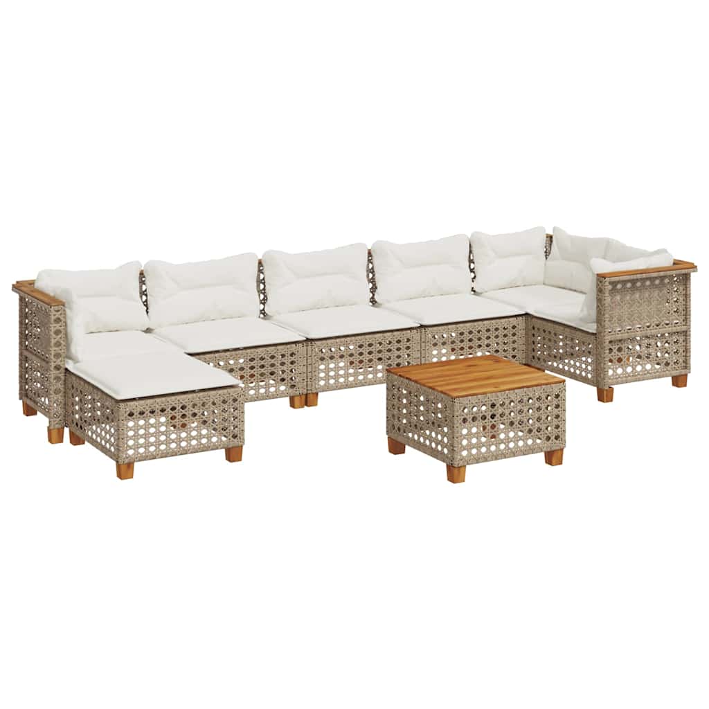 8-delige Loungeset met kussens poly rattan beige is nu te koop bij PeponiXL, paradijselijk wonen!