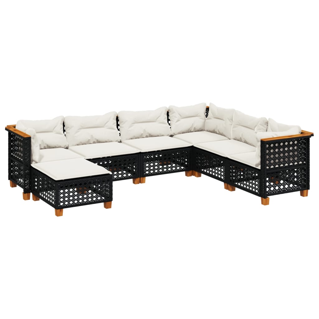 7-delige Loungeset met kussens poly rattan zwart is nu te koop bij PeponiXL, paradijselijk wonen!