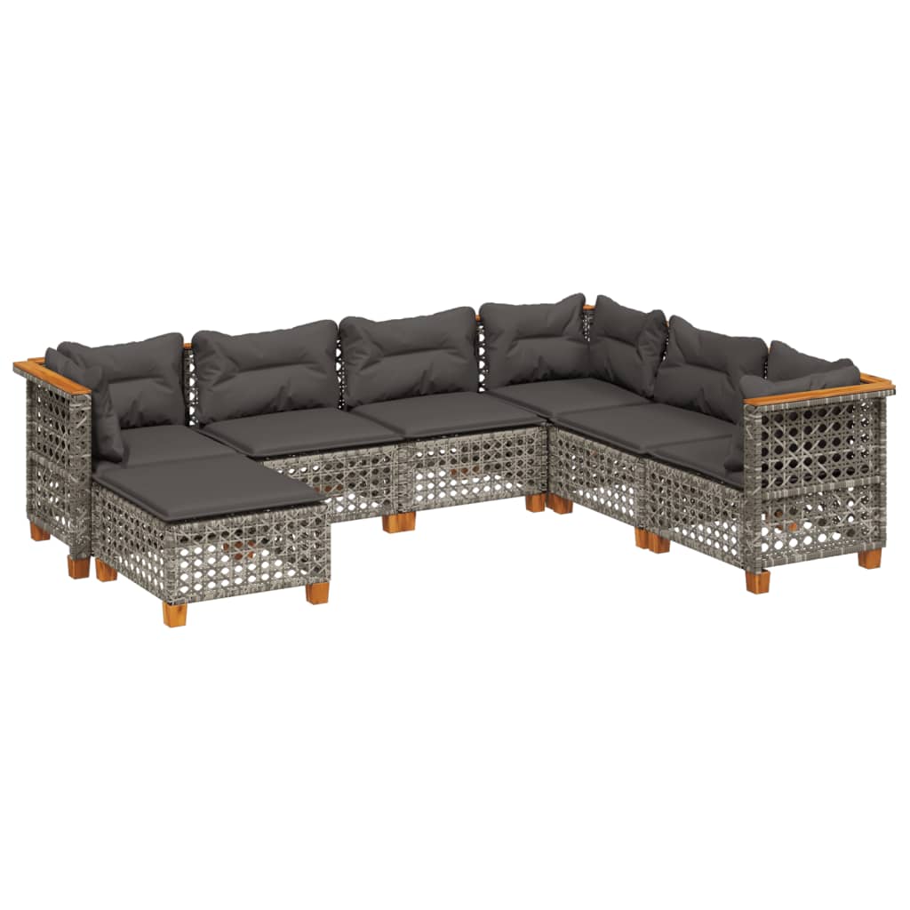 7-delige Loungeset met kussens poly rattan grijs is nu te koop bij PeponiXL, paradijselijk wonen!