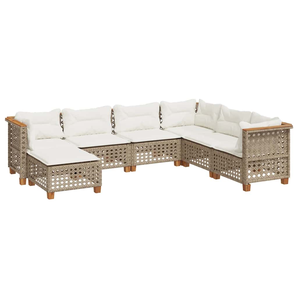 7-delige Loungeset met kussens poly rattan beige is nu te koop bij PeponiXL, paradijselijk wonen!