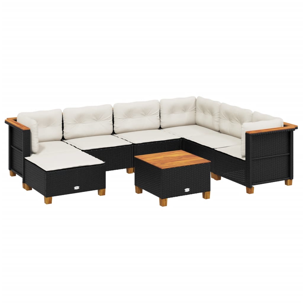 8-delige Loungeset met kussens poly rattan zwart is nu te koop bij PeponiXL, paradijselijk wonen!