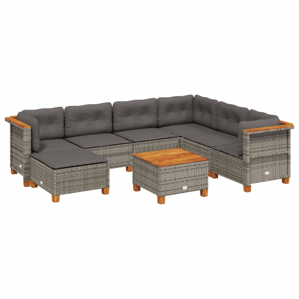 8-delige Loungeset met kussens poly rattan grijs is nu te koop bij PeponiXL, paradijselijk wonen!