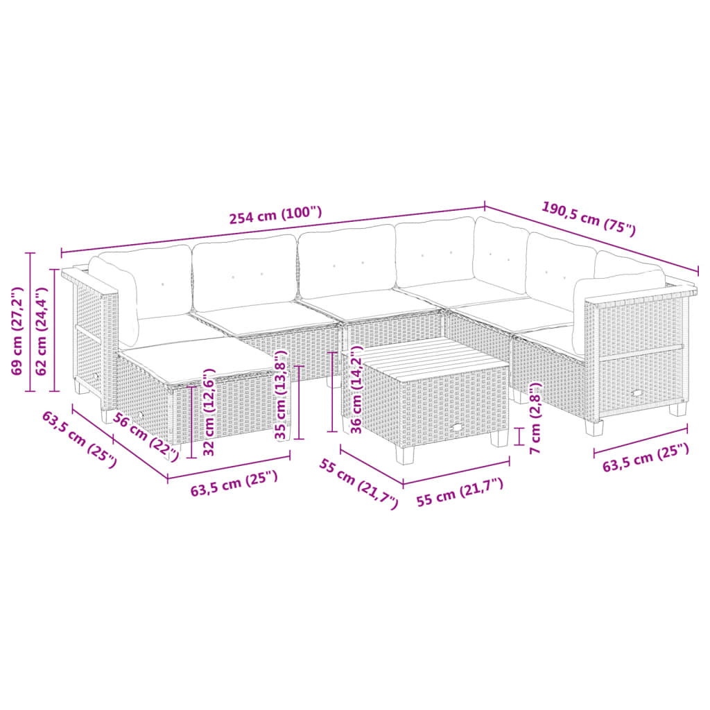 8-delige Loungeset met kussens poly rattan grijs is nu te koop bij PeponiXL, paradijselijk wonen!
