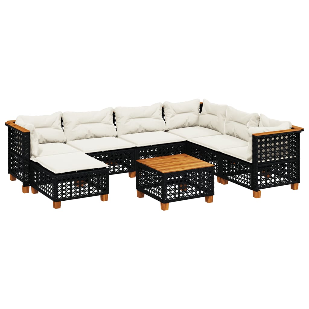8-delige Loungeset met kussens poly rattan zwart is nu te koop bij PeponiXL, paradijselijk wonen!