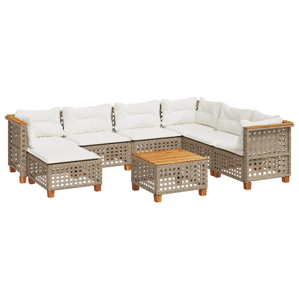 8-delige Loungeset met kussens poly rattan beige is nu te koop bij PeponiXL, paradijselijk wonen!
