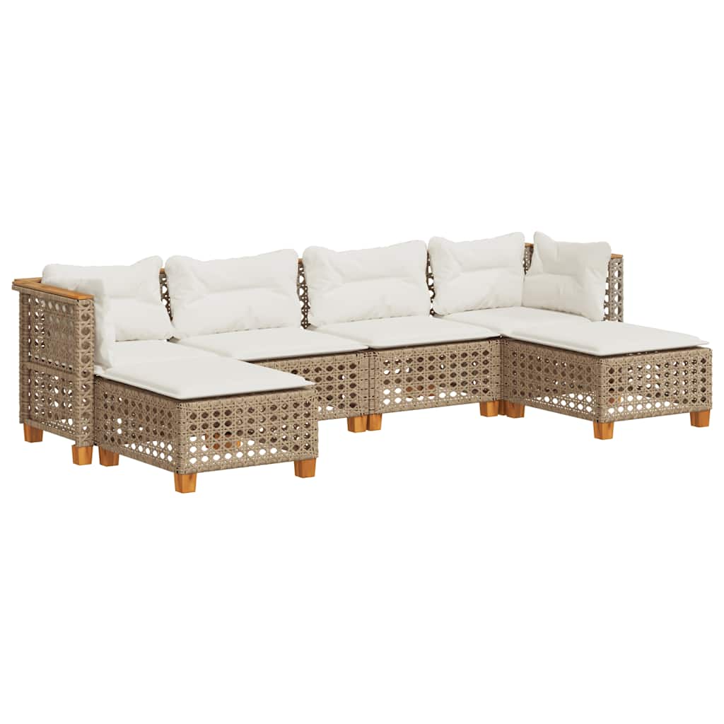 6-delige Loungeset met kussens poly rattan beige is nu te koop bij PeponiXL, paradijselijk wonen!