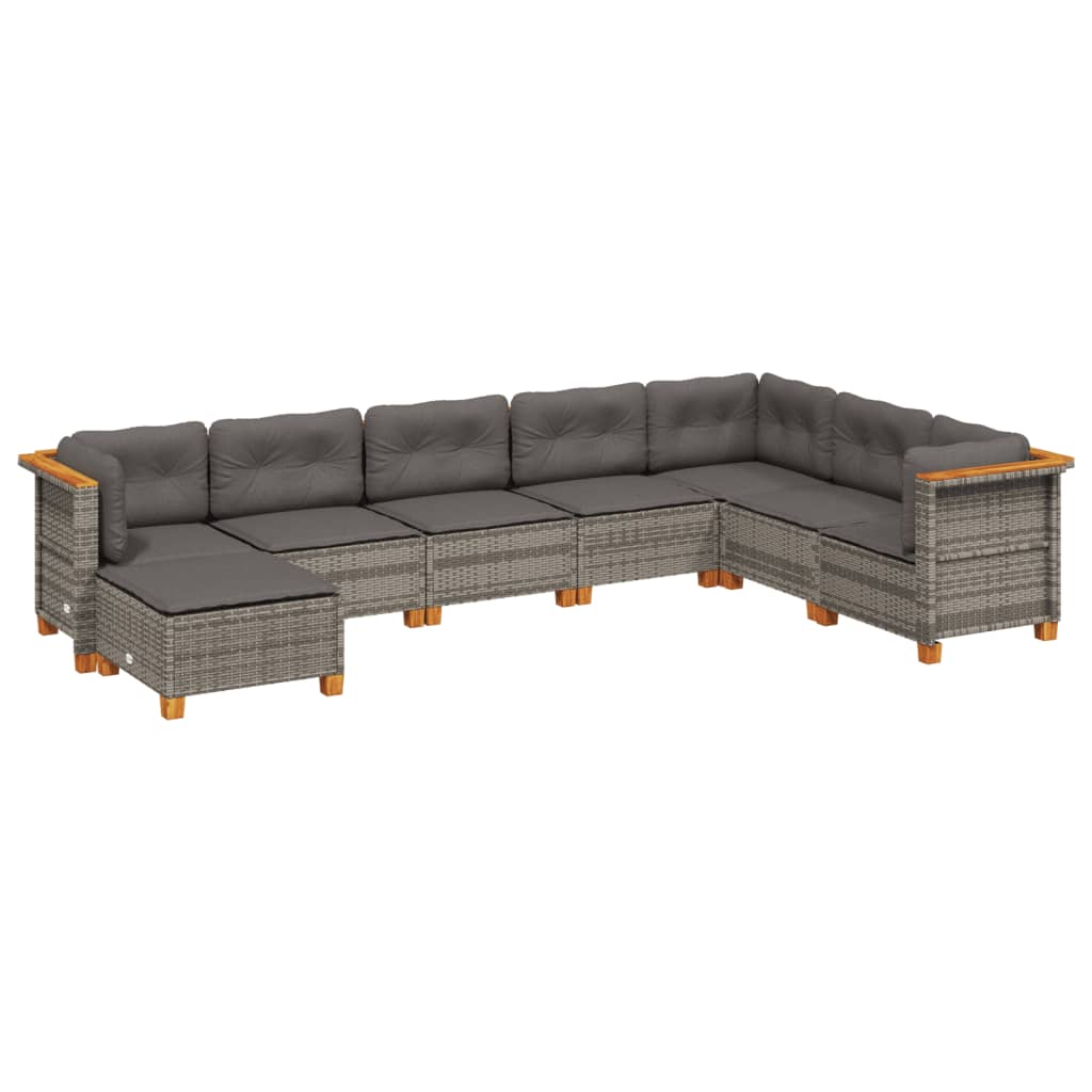 8-delige Loungeset met kussens poly rattan grijs is nu te koop bij PeponiXL, paradijselijk wonen!
