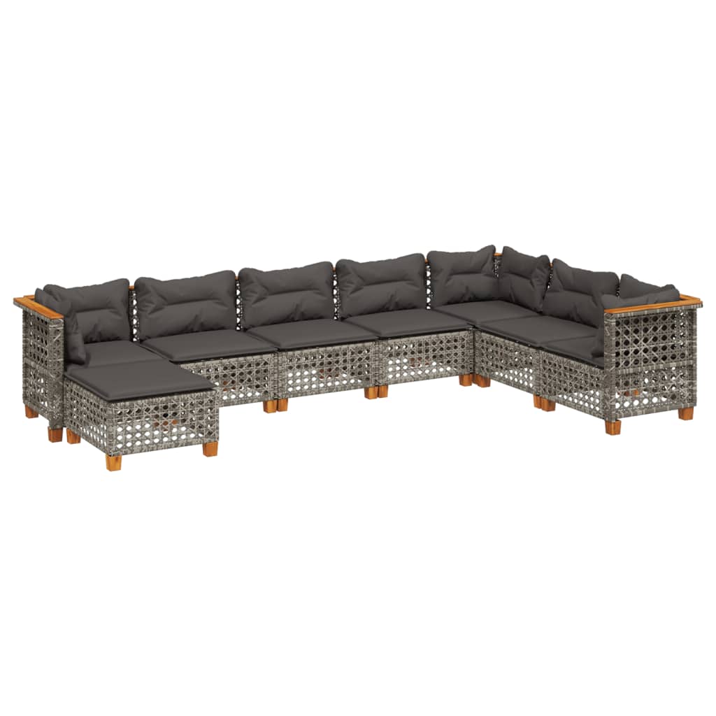 8-delige Loungeset met kussens poly rattan grijs is nu te koop bij PeponiXL, paradijselijk wonen!