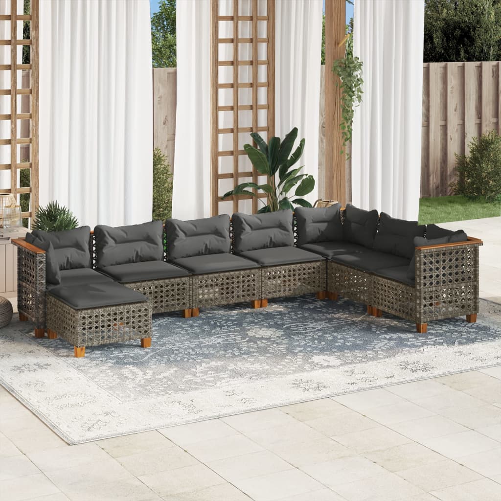 8-delige Loungeset met kussens poly rattan grijs is nu te koop bij PeponiXL, paradijselijk wonen!