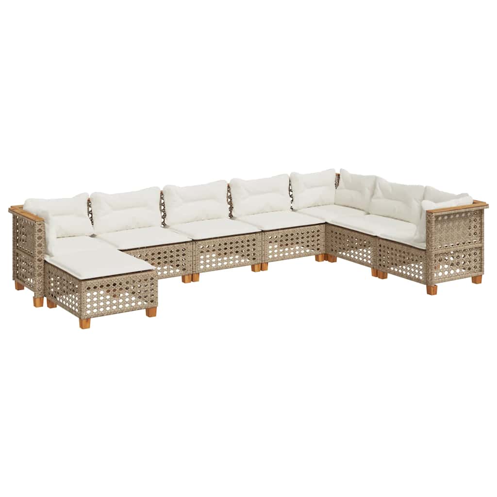 8-delige Loungeset met kussens poly rattan beige is nu te koop bij PeponiXL, paradijselijk wonen!