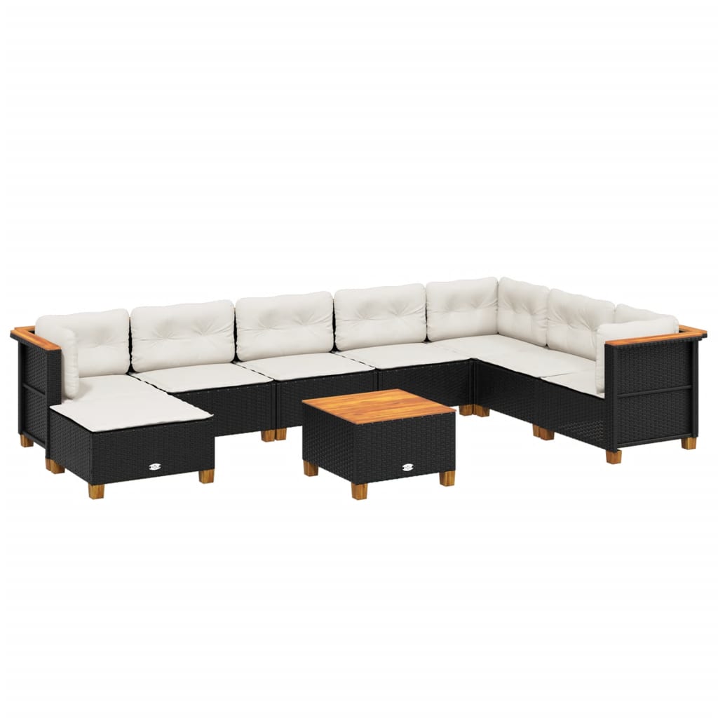 9-delige Loungeset met kussens poly rattan zwart is nu te koop bij PeponiXL, paradijselijk wonen!