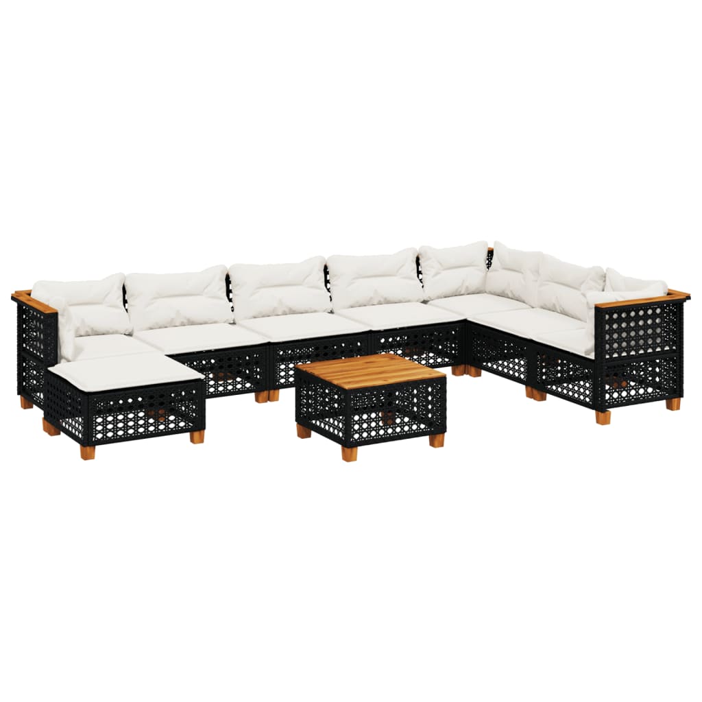 9-delige Loungeset met kussens poly rattan zwart is nu te koop bij PeponiXL, paradijselijk wonen!