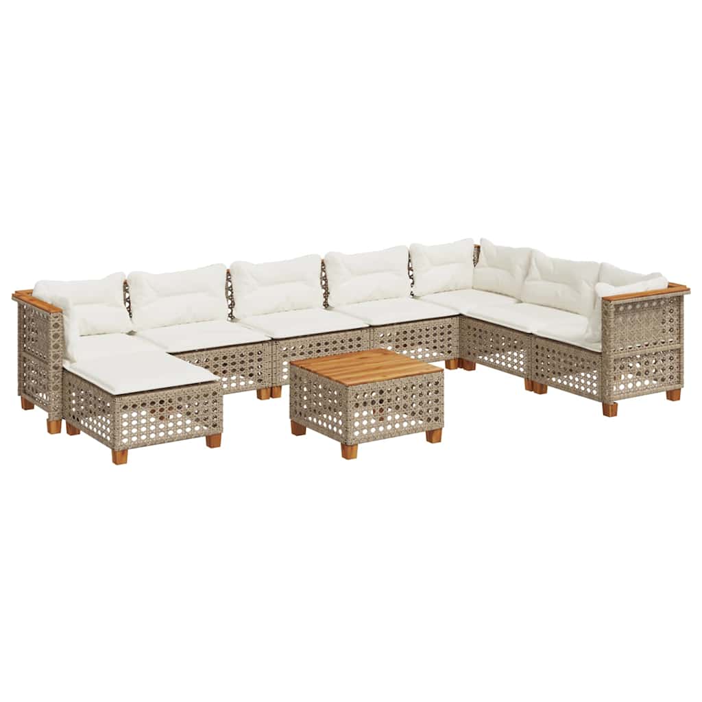 9-delige Loungeset met kussens poly rattan beige is nu te koop bij PeponiXL, paradijselijk wonen!