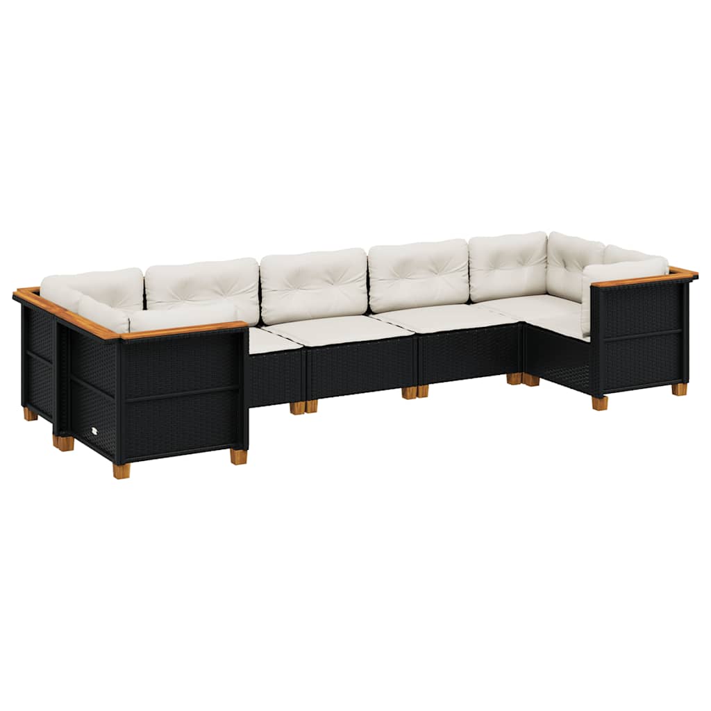 7-delige Loungeset met kussens poly rattan zwart is nu te koop bij PeponiXL, paradijselijk wonen!
